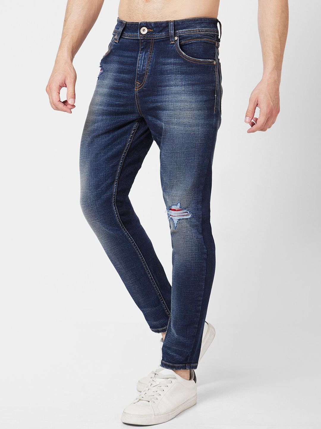 SPYKAR Men Kano Slim Fit Mildly Distressed Heavy Fade Stretchable Jeans