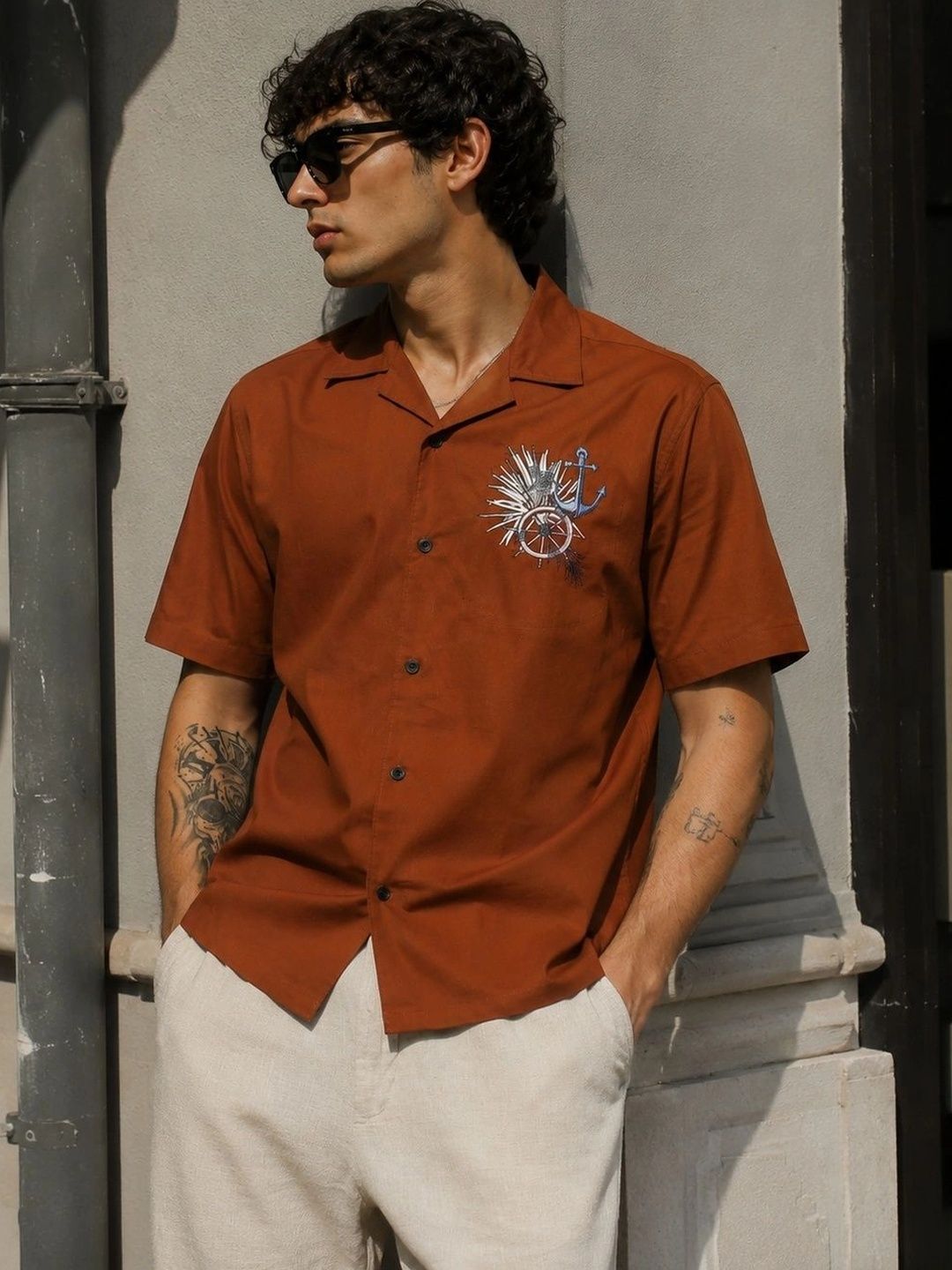 Eszett Anchor Baju Kasual Spread Collar Cotton