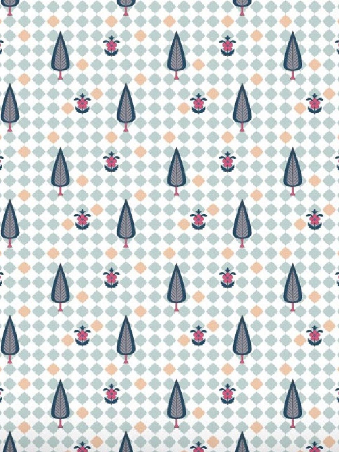 BOMBAY DYEING Cardinal Blue Floral 120 TC Cotton Queen Bedsheet Set-2.24 m X 2.54 m