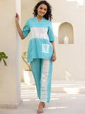 SANSKRUTIHOMES Blue Tie and Dyed Pure Cotton Night suit