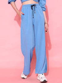 STREET 9 BASICS Women Blue Solid Trousers