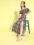 Berrylush Women Deep Navy Blue Geometric Dress