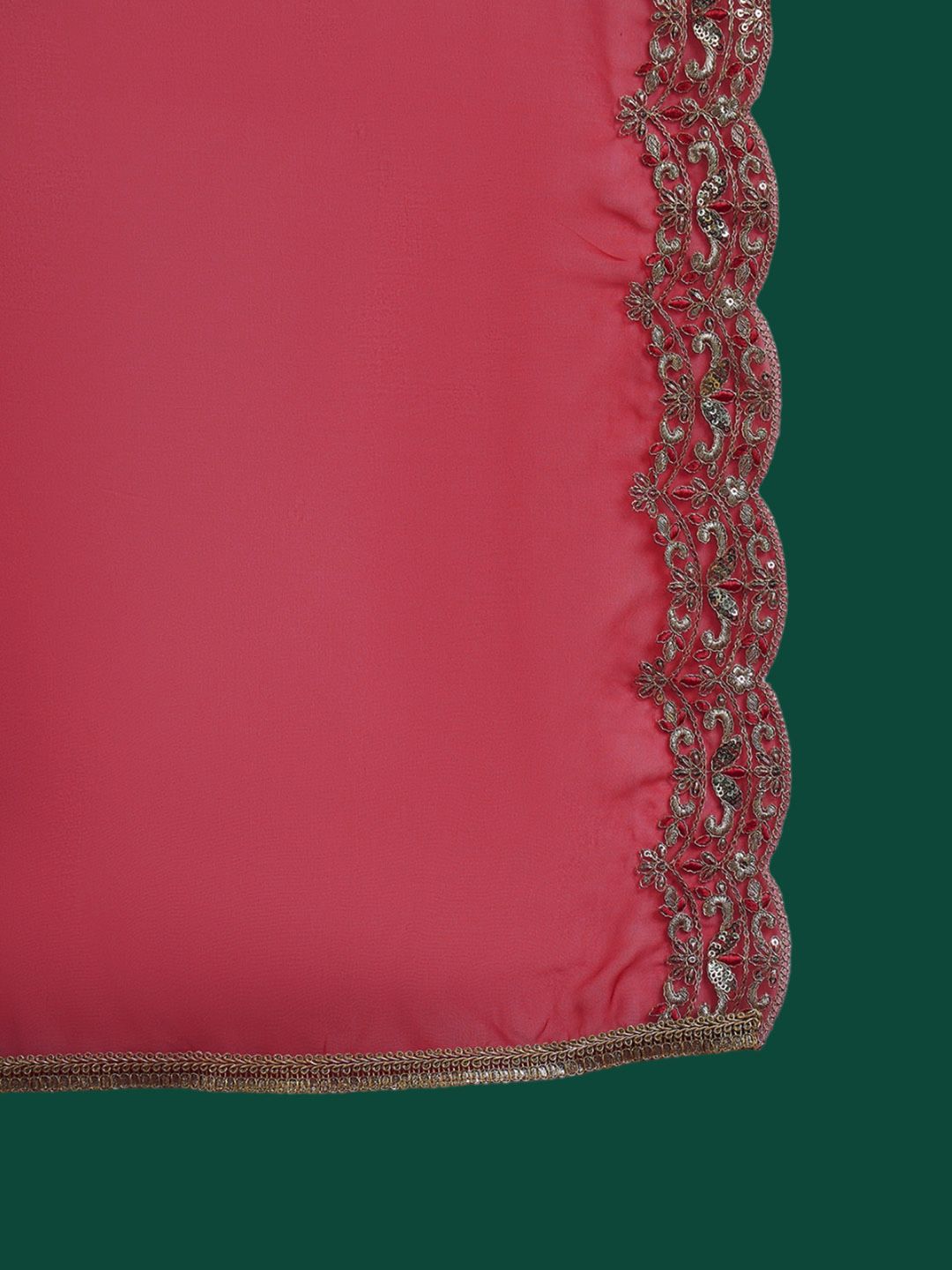 Indo Era Floral Embroidered Regular Liva Zari Kurta With Trousers & Dupatta