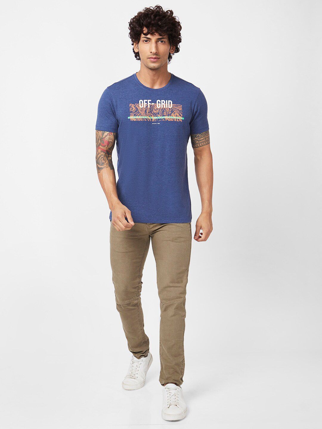 SPYKAR Typography Printed Slim Fit Cotton Casual T-Shirt