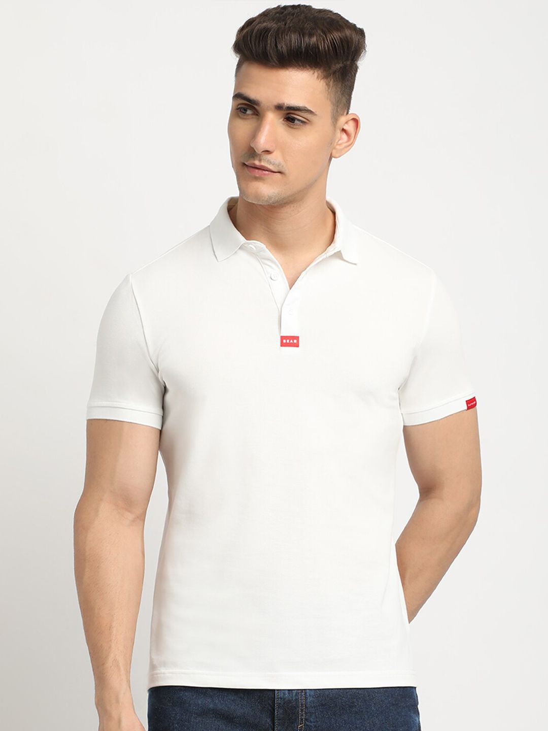 THE BEAR HOUSE Polo Collar Short Sleeves Slim Fit T-shirt