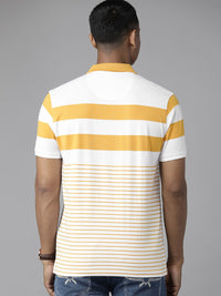 Park Avenue Men Striped Polo Collar Slim Fit T-shirt