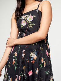 AND Floral Printed Accordion Pleated Detailed Fit & Flare Dress