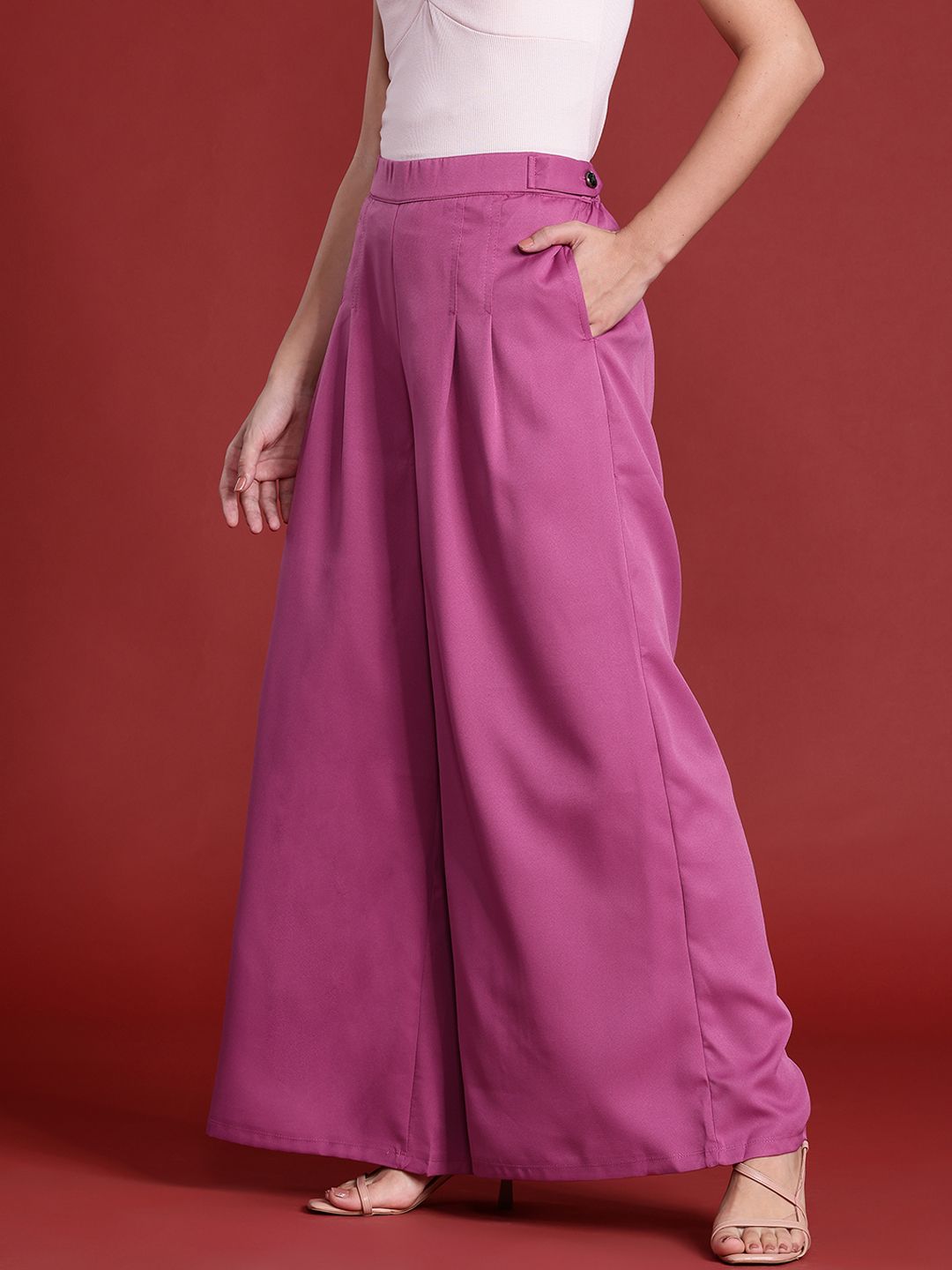all about you Women Pleated Wide Leg Trousers