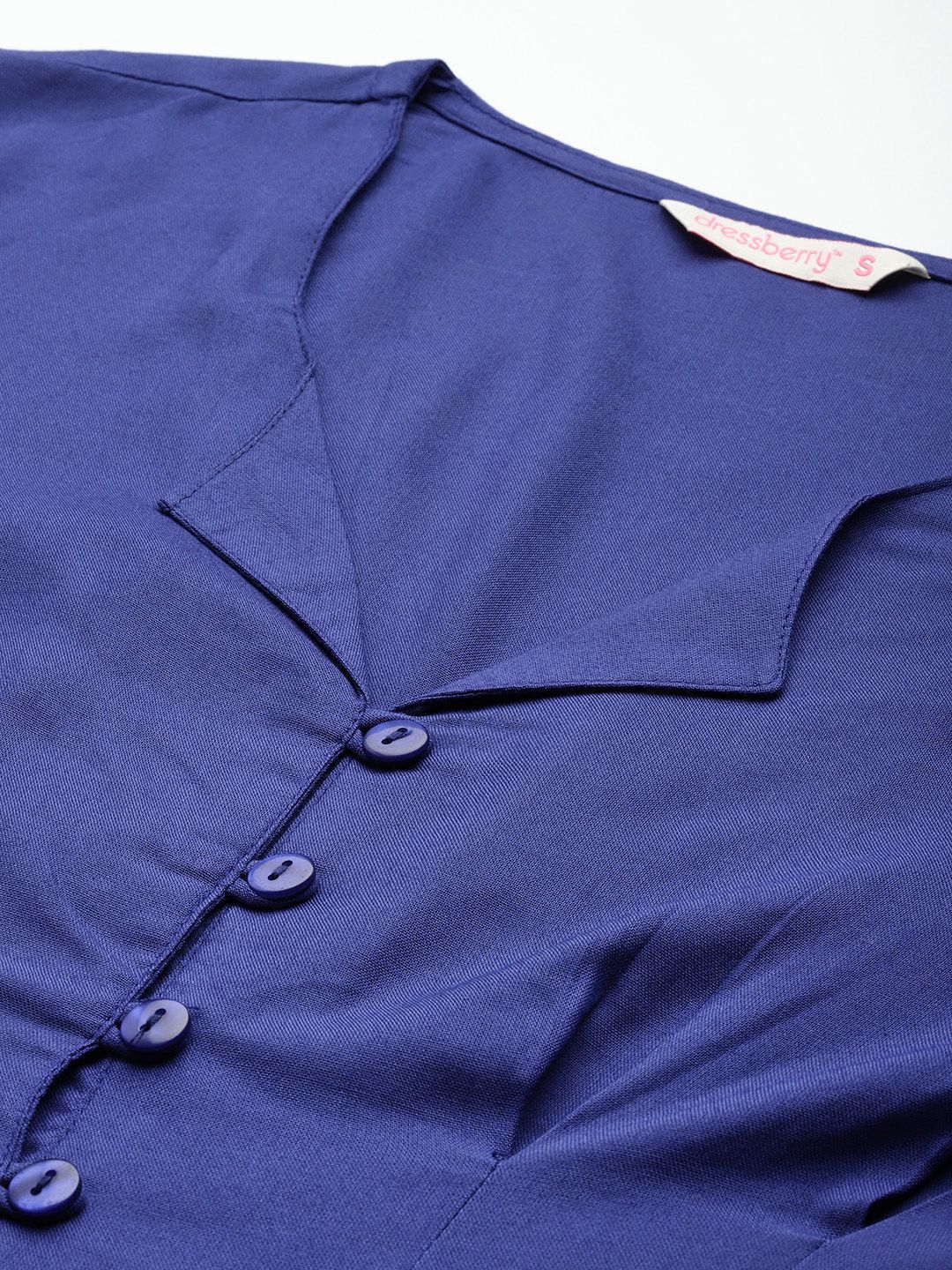 DressBerry Puff Sleeves Pleated Shirt Style Top