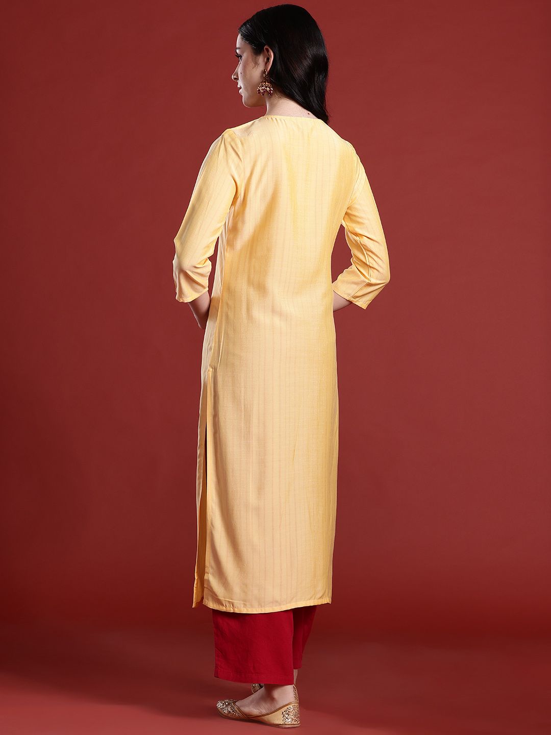 Anouk Tie-Up Neck Striped Kurta