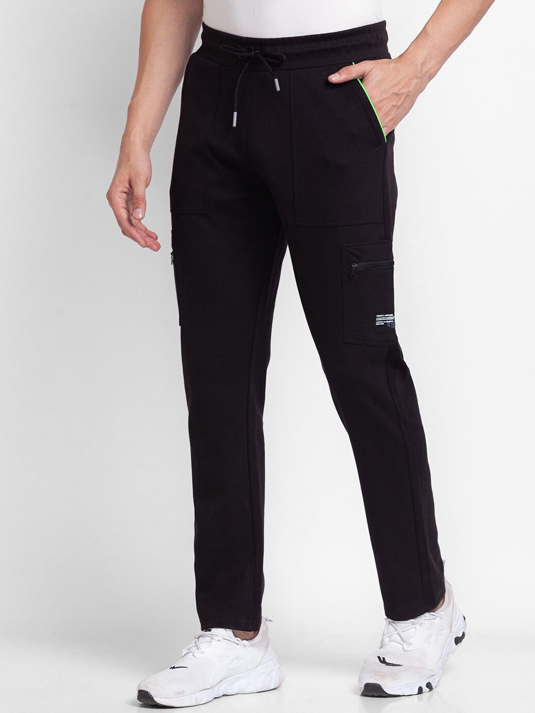 SPYKAR Men Black Solid Slim-Fit Cotton Joggers
