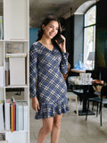 AND Checked V-Neck A-Line Dress