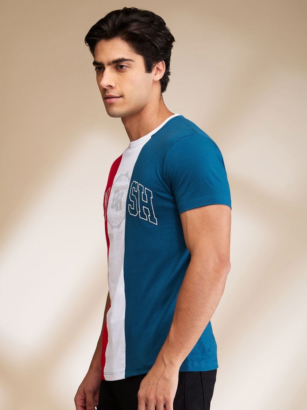 Being Human Men Colourblocked Applique T-shirt