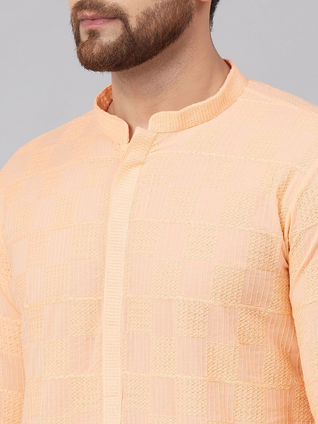 See Designs Men Peach-Coloured Kurta