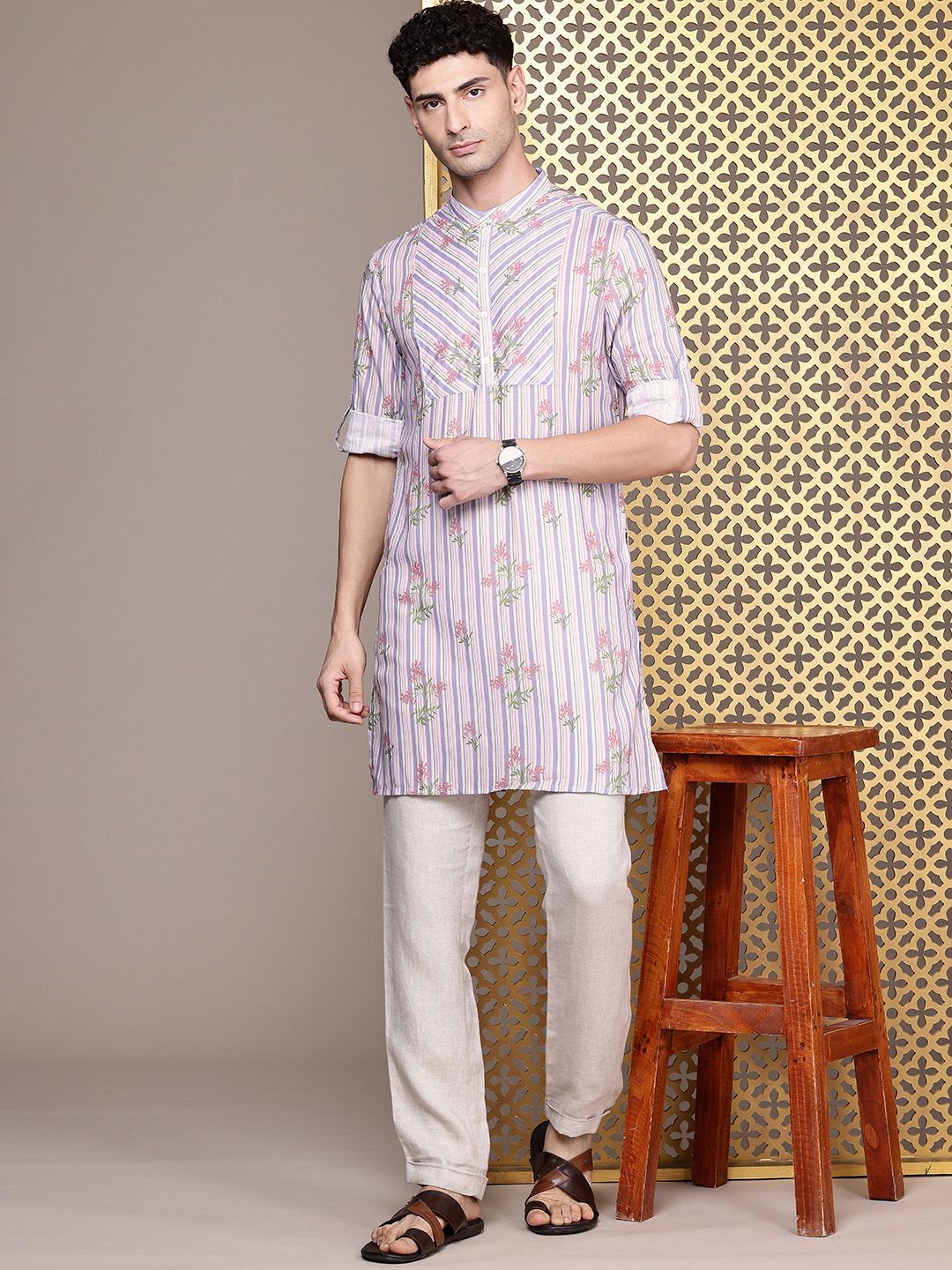 House of Pataudi Floral Printed Jashn Kurta