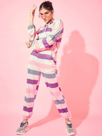 Athena Striped Sweatshirt With Joggers Co-Ords