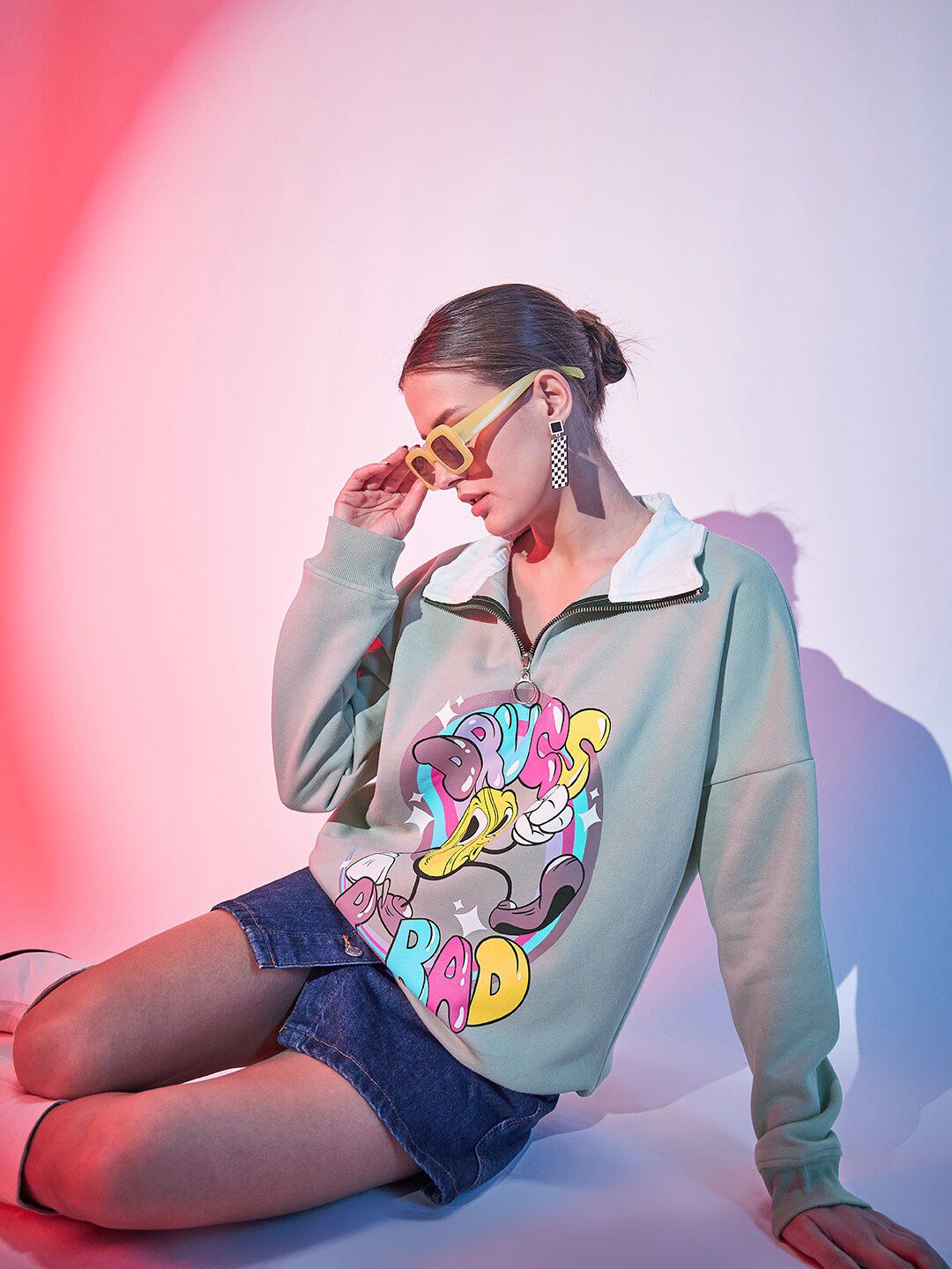 STREET 9 Graphic Printed Fleece Pullover