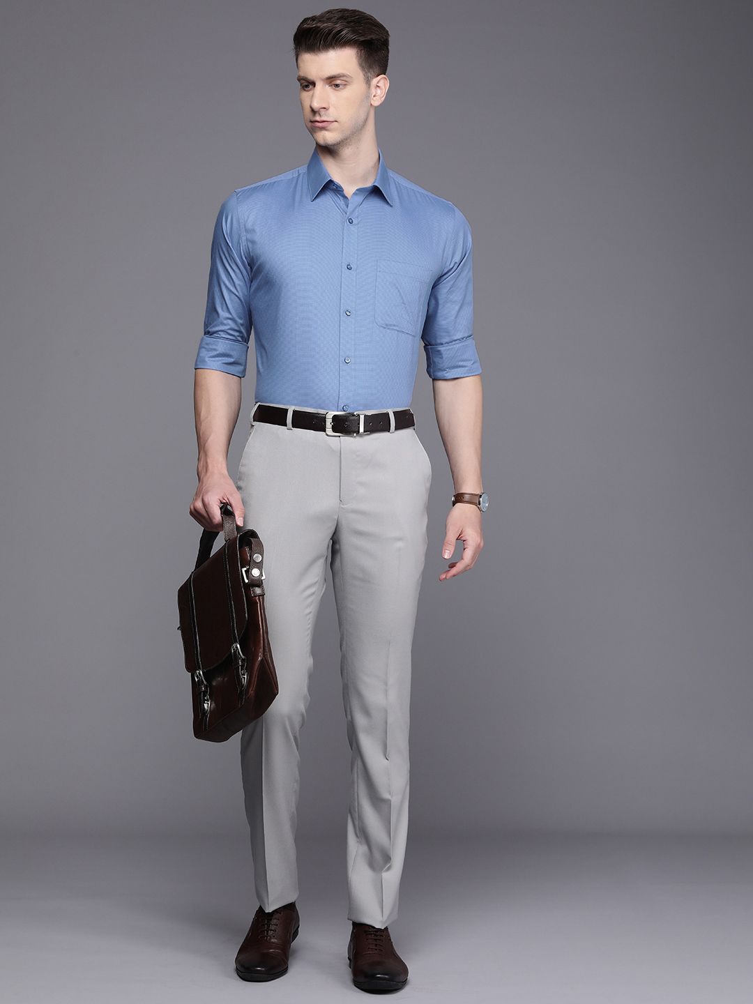 Raymond Slim Fit Textured Pure Cotton Formal Shirt