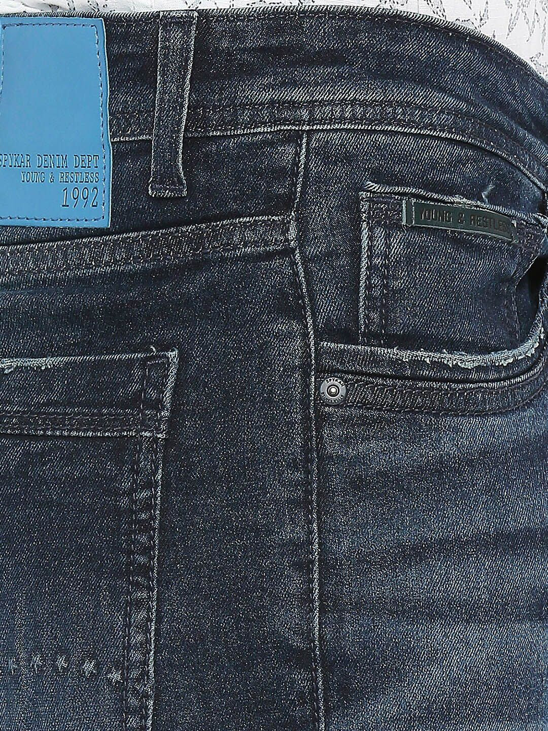 SPYKAR Men Kano Slim Fit Low-Rise Light Fade Stretchable Clean Look Jeans