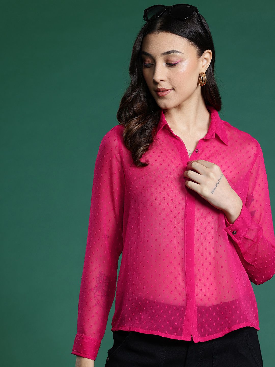 DressBerry Dobby Sheer Casual Shirt