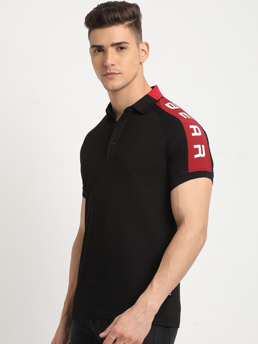 THE BEAR HOUSE Polo Collar Raglan Sleeves Slim Fit T-shirt