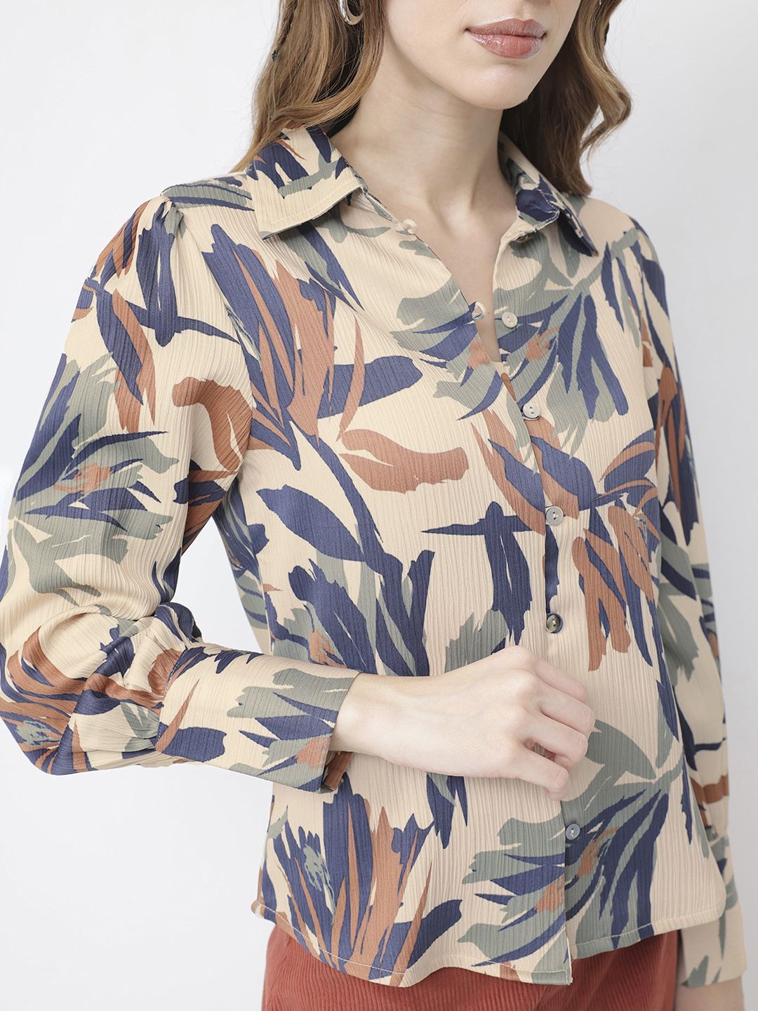 DressBerry Beach to Brunch Abstract Floral Shirt