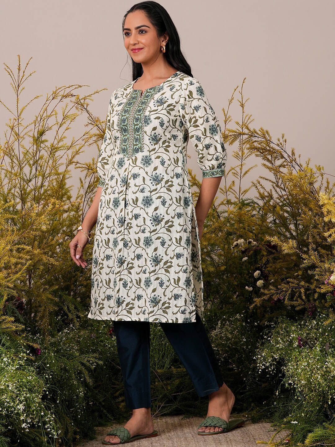 Libas Floral Printed Straight Kurta