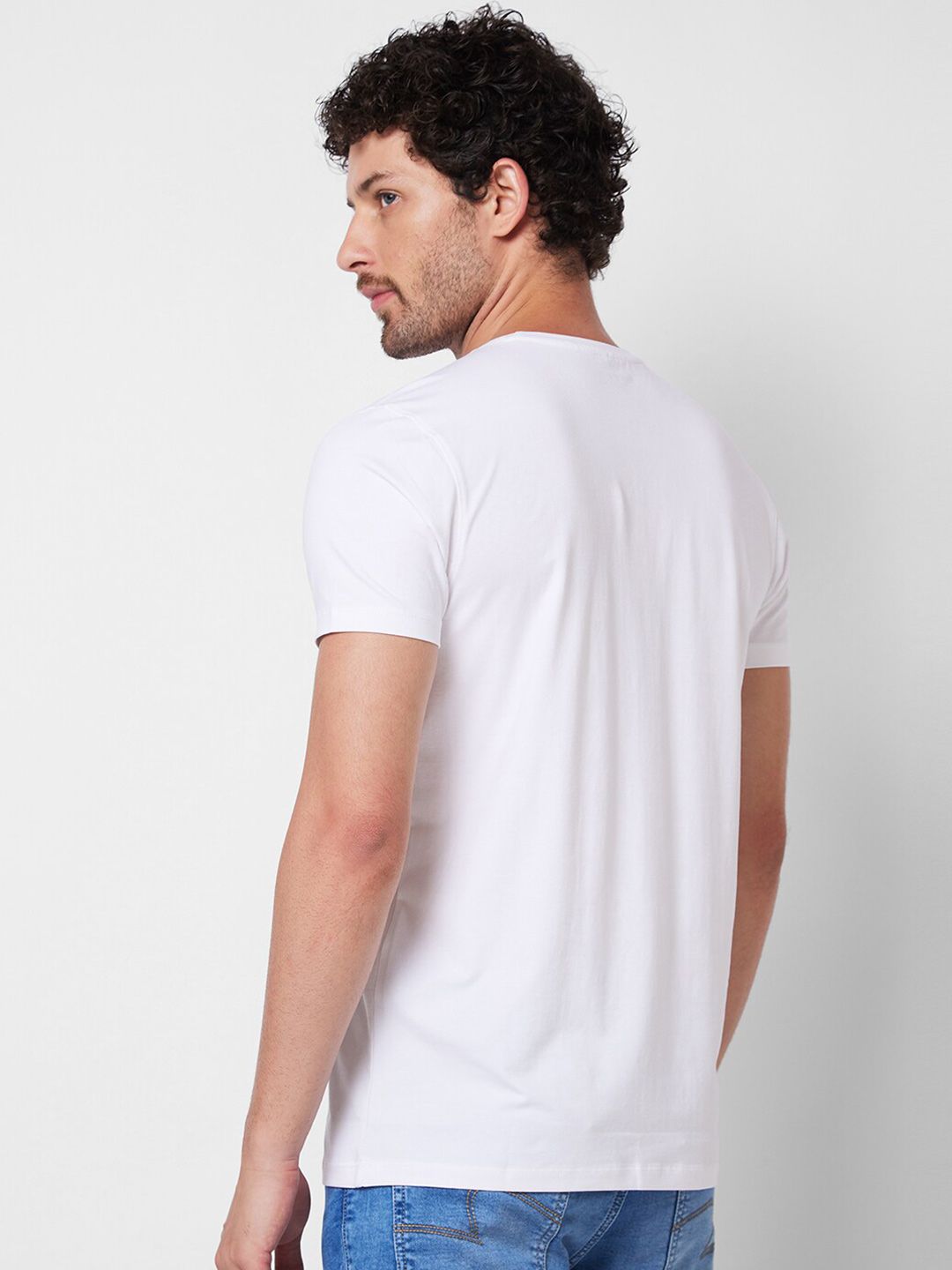 SPYKAR Graphic Printed Round Neck Cotton Slim Fit T-shirt