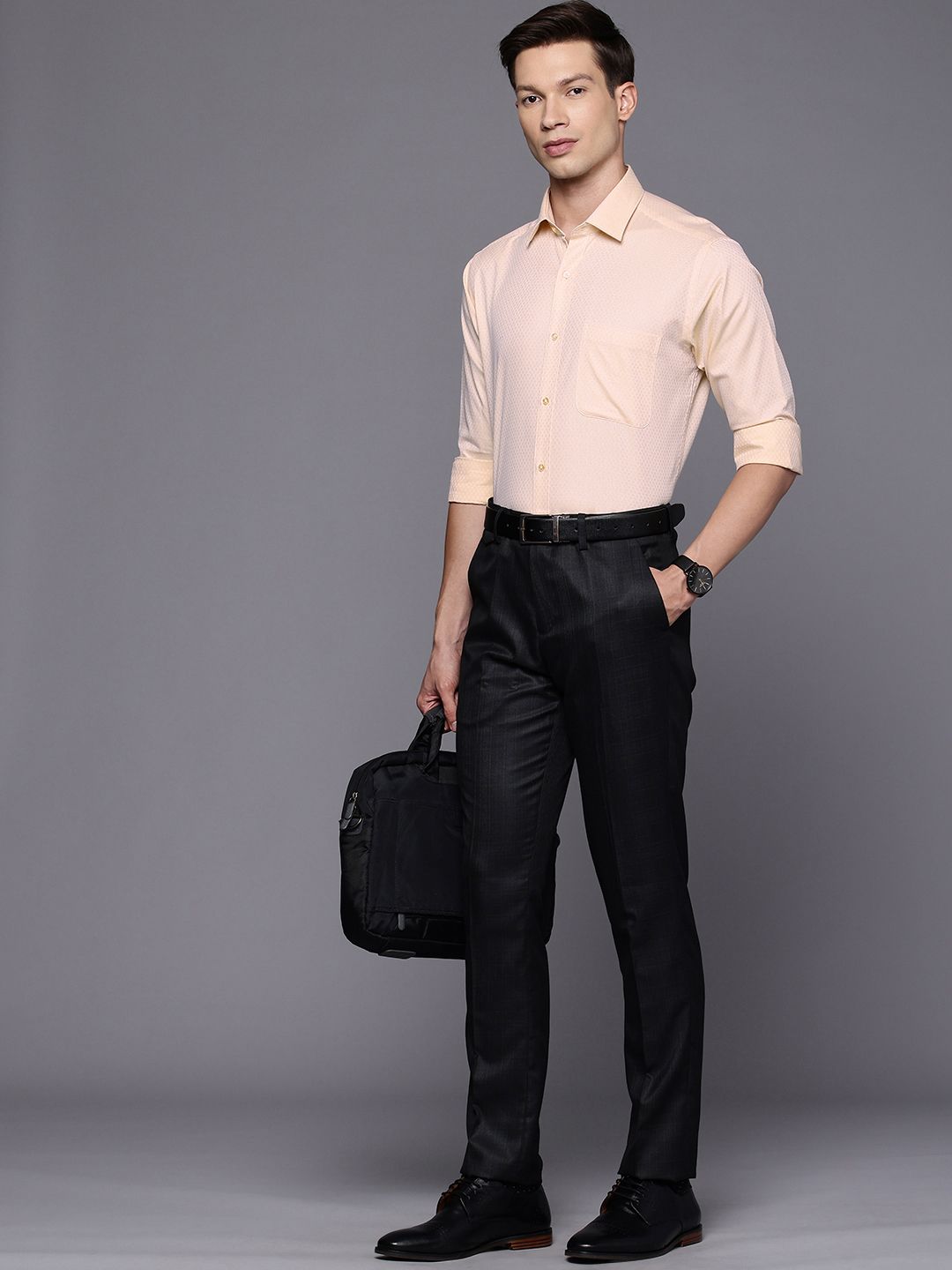 Raymond Slim Fit Textured Pure Cotton Formal Shirt