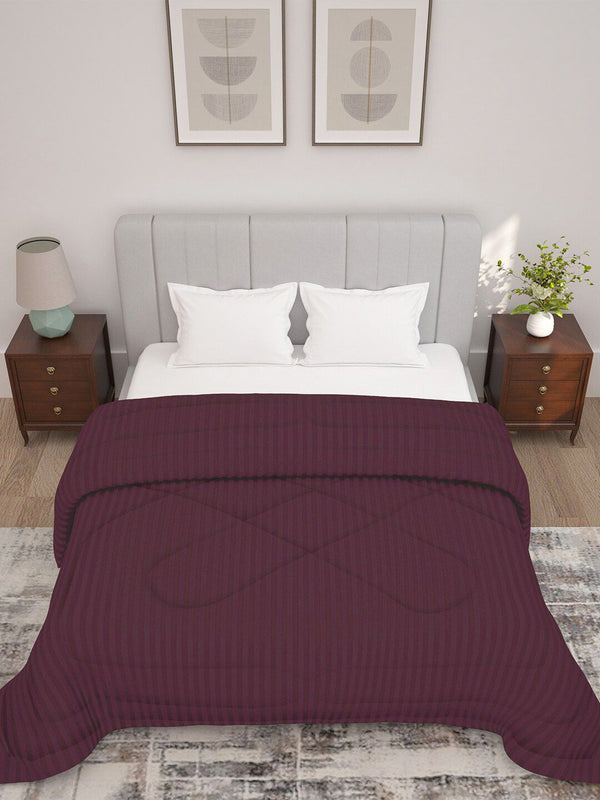 Story@home Maroon Striped 180 GSM Ac Room Reversible Double Bed Comforter