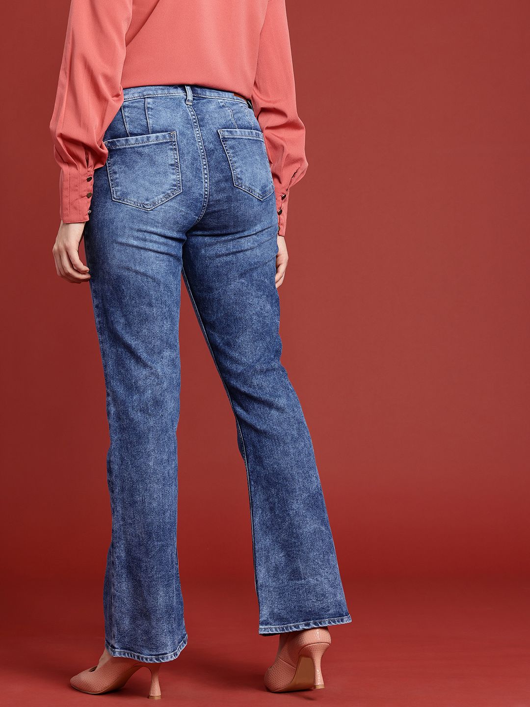 all about you Women Slim Bootcut High-Rise Heavy Fade Stretchable Jeans