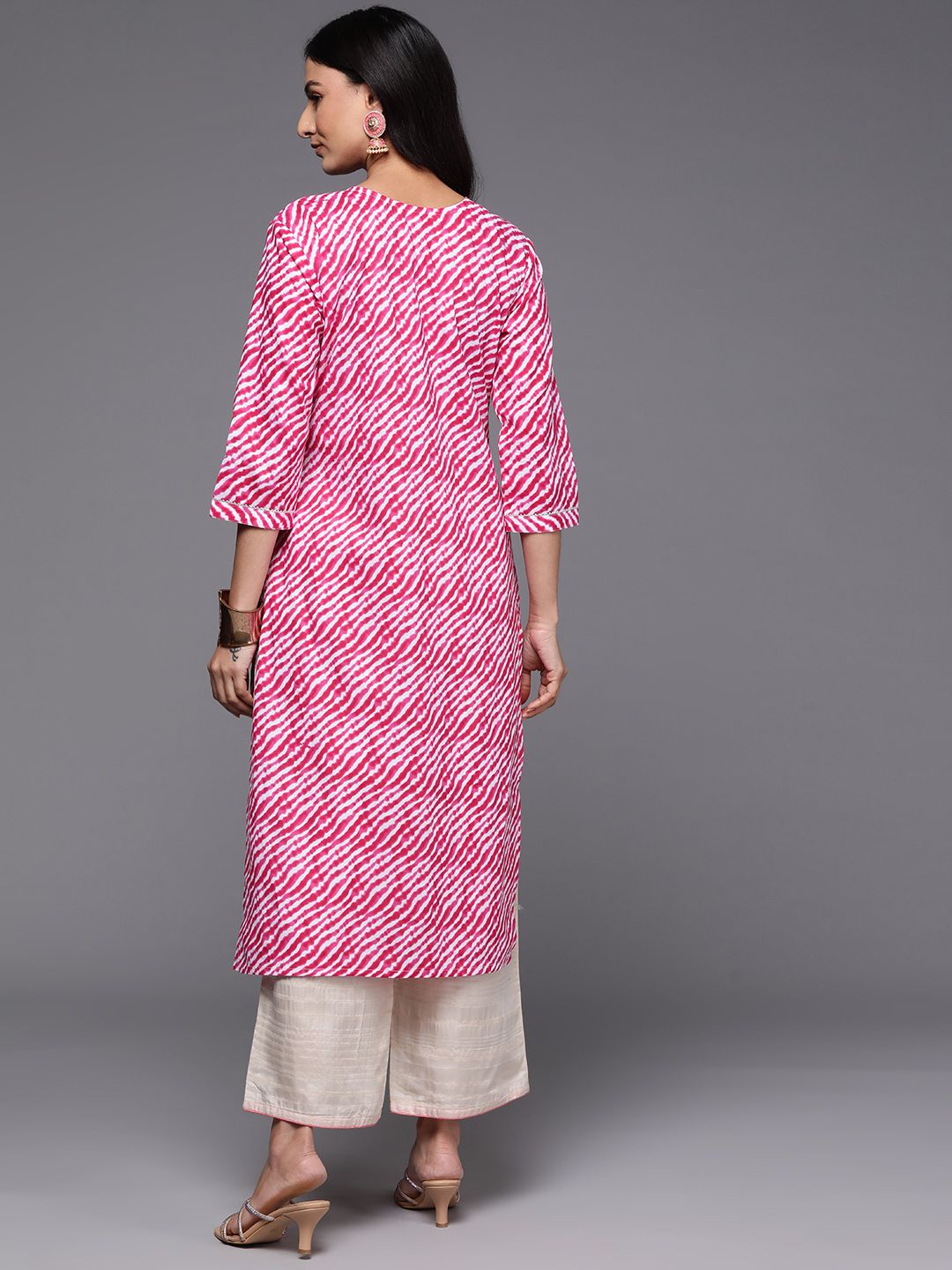 Indo Era Leheriya Printed Gotta Patti Pure Cotton Kurta