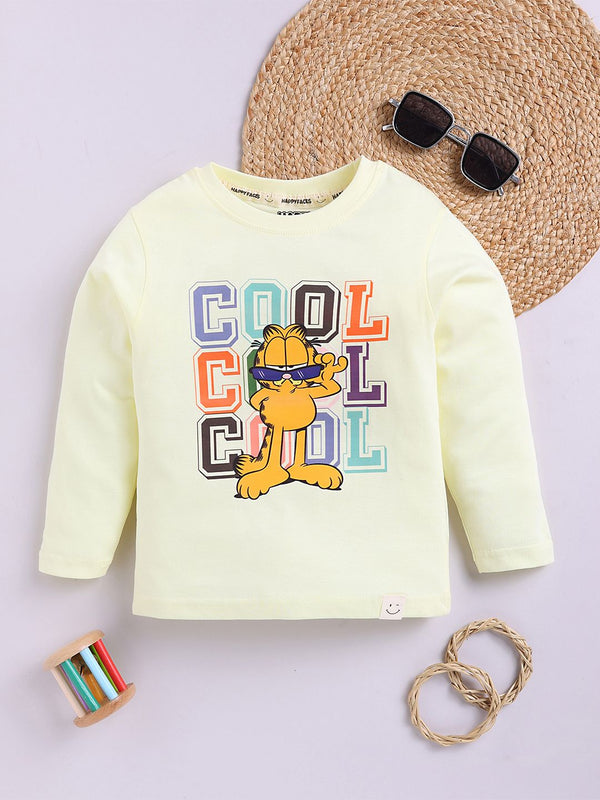 Happy Faces Boys Garfield Printed Pure Cotton T-shirt