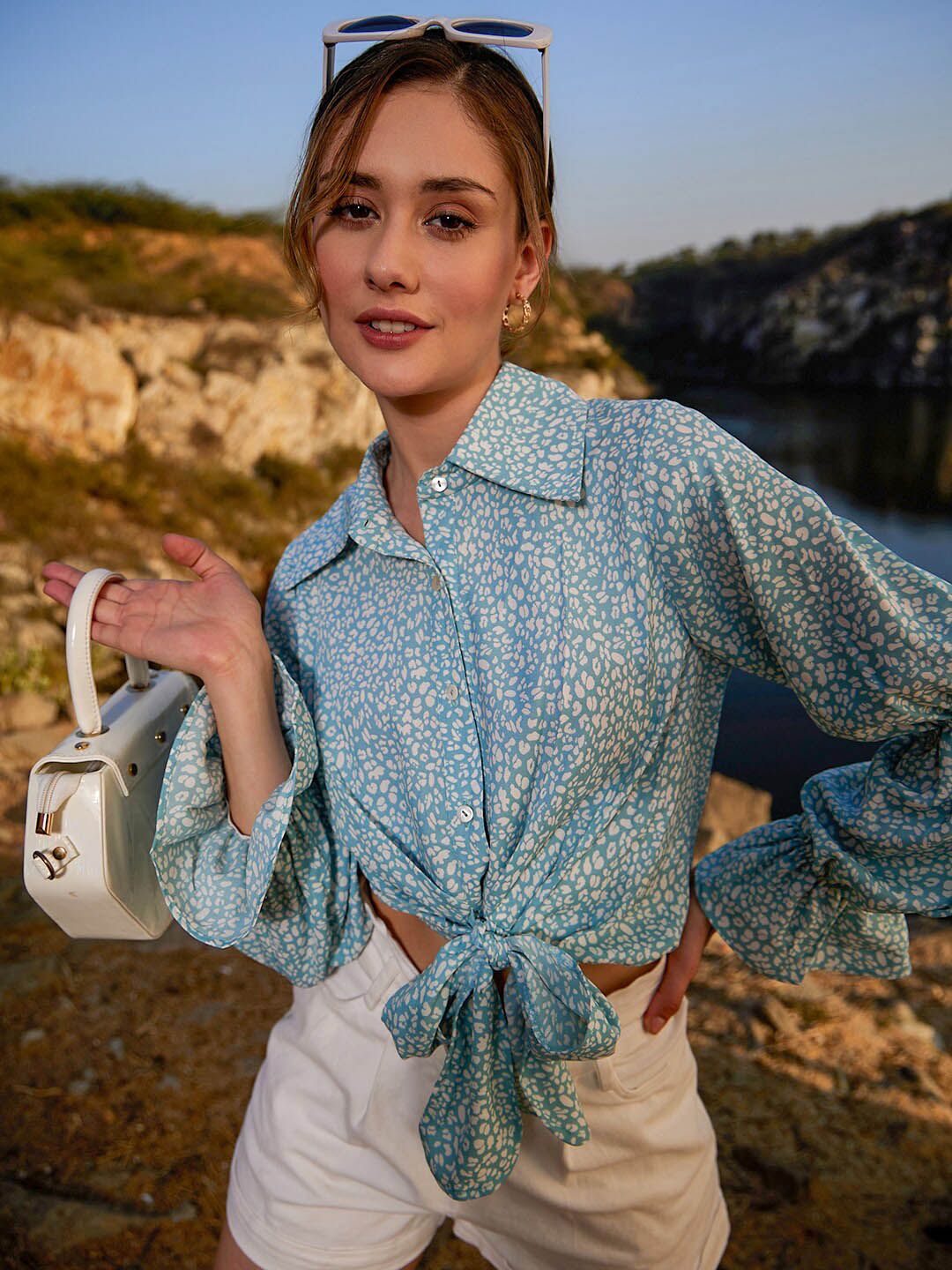 Athena Abstract Printed Shirt Style Top