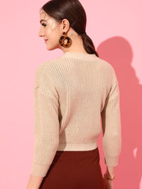 STREET 9 Women Acrylic Ribbed Crop Cardigan