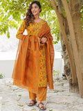 KALINI Floral Printed Gotta Patti Pure Cotton Kurta with Trousers & Dupatta