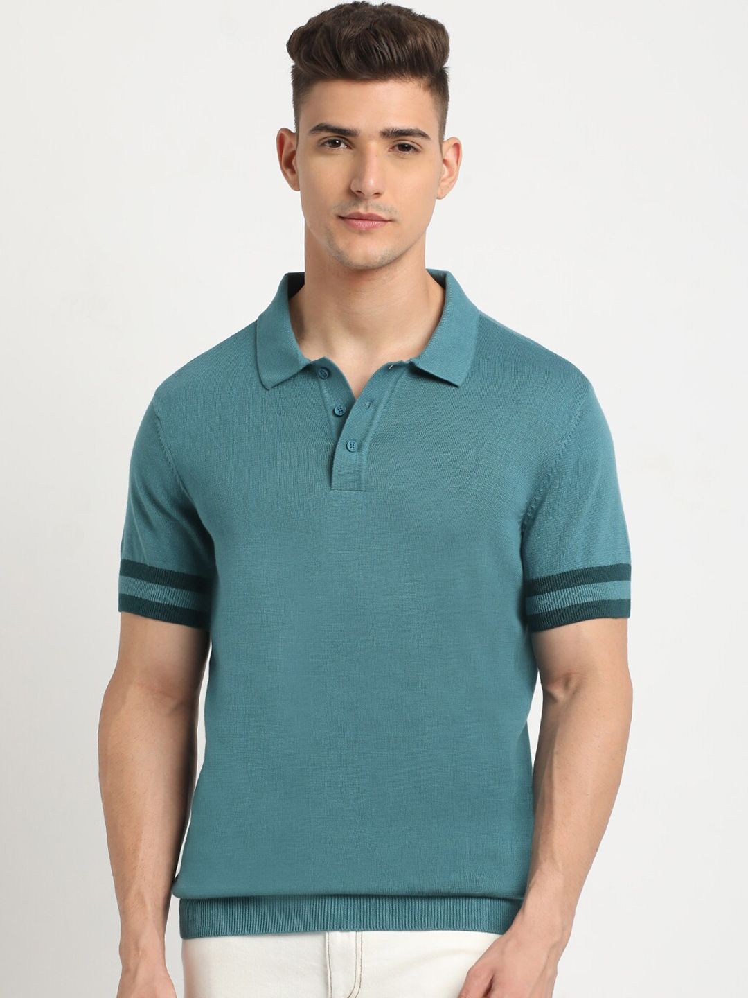 THE BEAR HOUSE Polo Collar Short Sleeves Cotton T-shirt