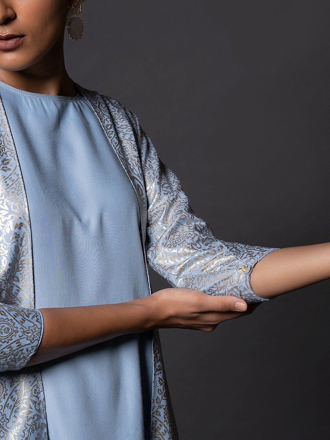 W Blue Ethnic A-Line Dress