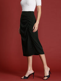 all about you Ruched High Waist Straight Midi Skirt