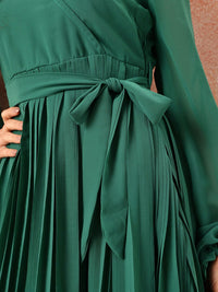 all about you Box Pleats Wrap Dress with Belt