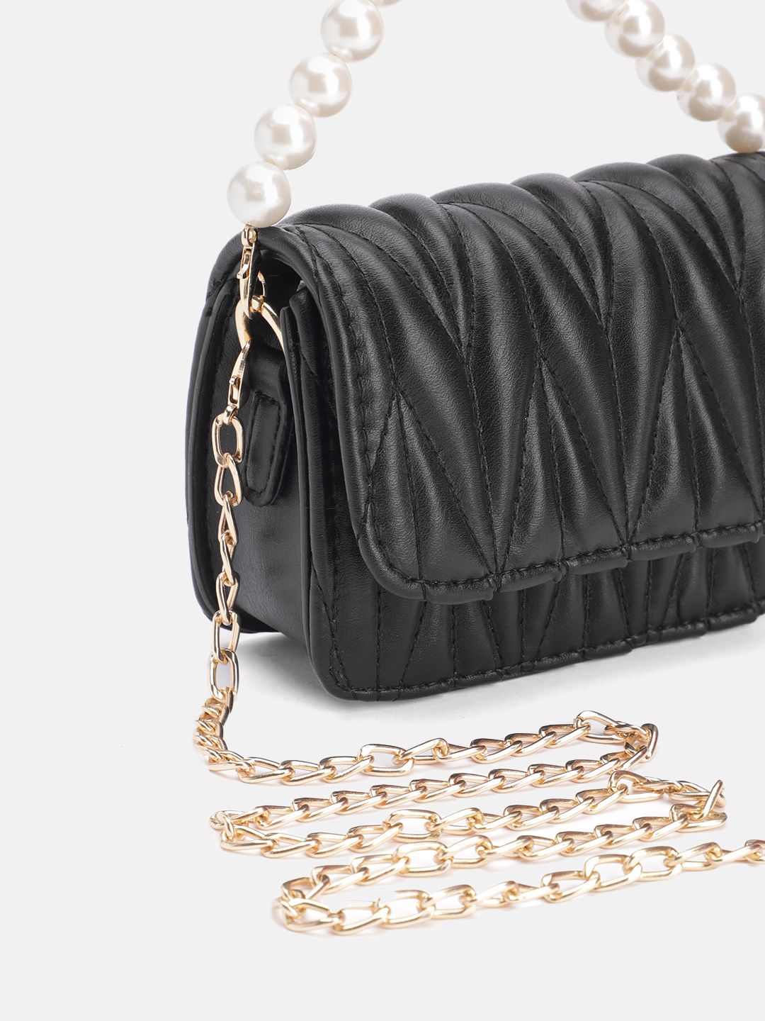 DressBerry Quilted Structured Satchel Bag