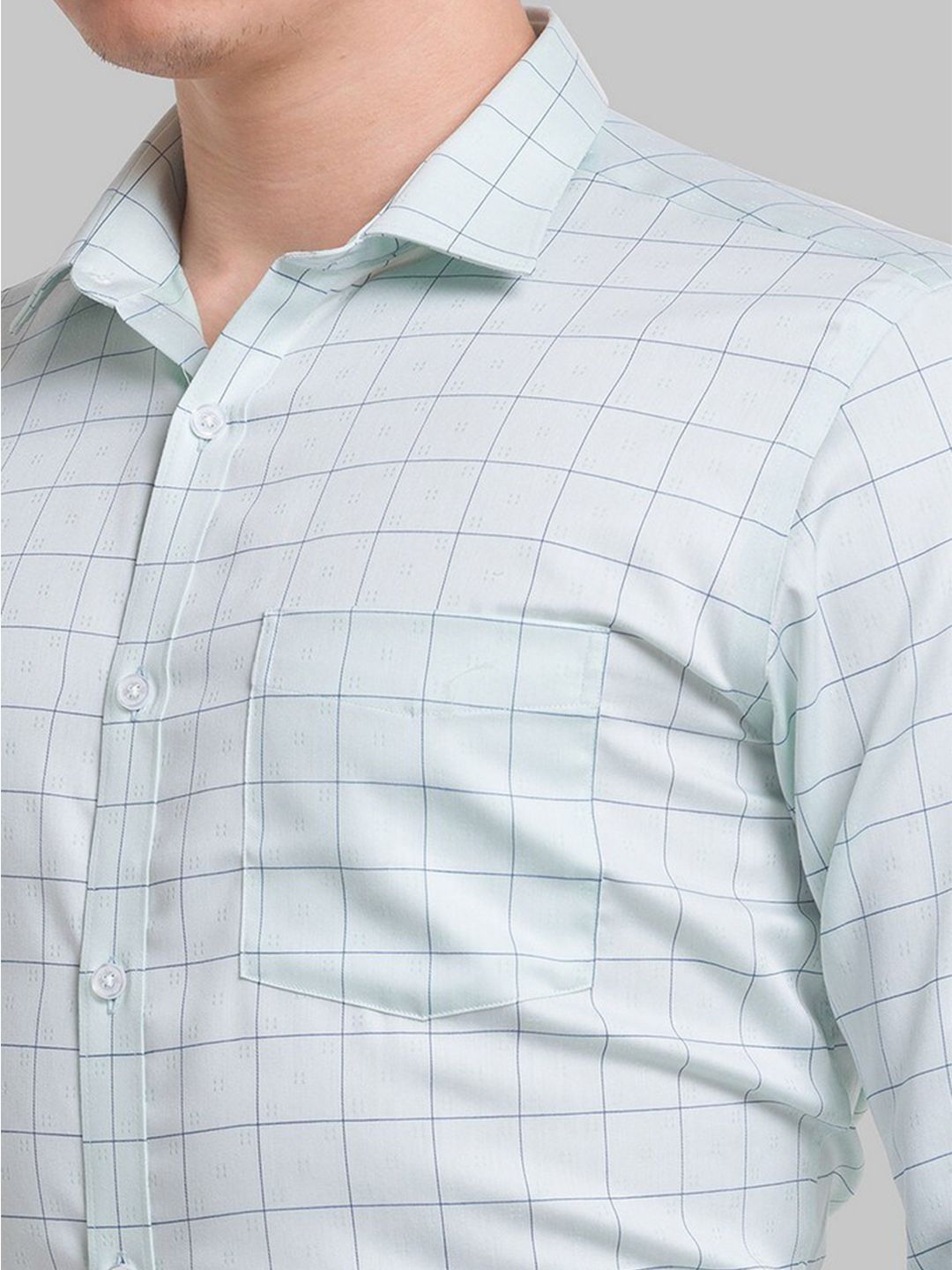 Park Avenue Men Green Windowpane Checks Checked Formal Shirt