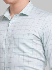 Park Avenue Men Green Windowpane Checks Checked Formal Shirt