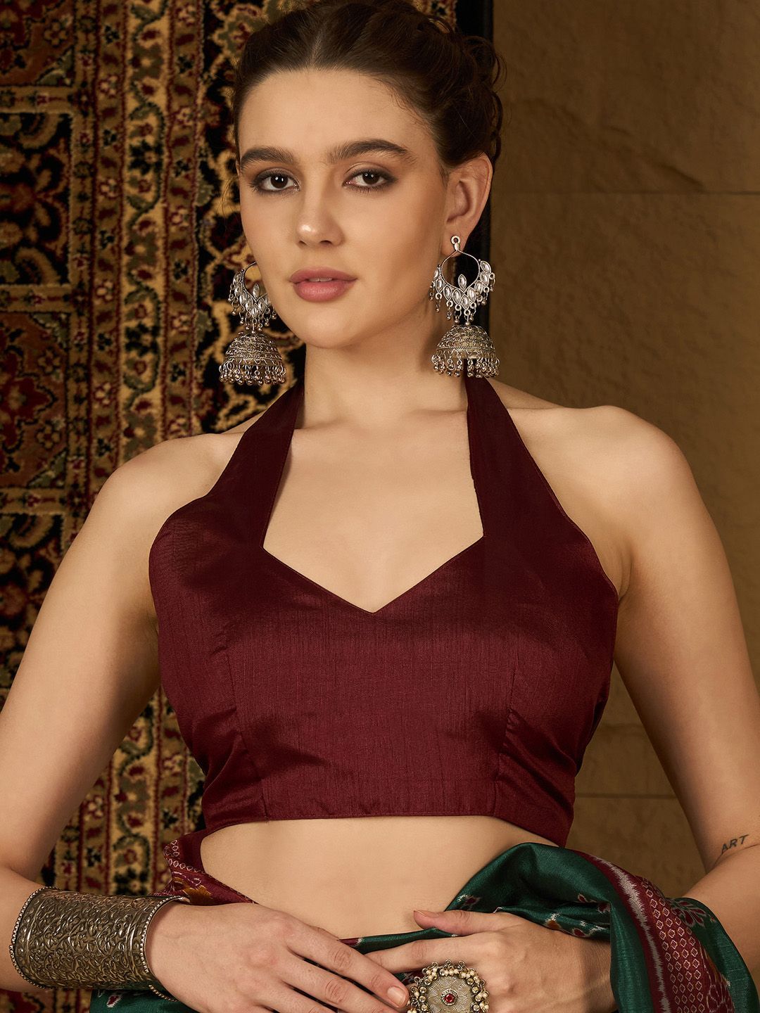 Saree mall Floral Silk Blend Ikat Sarees