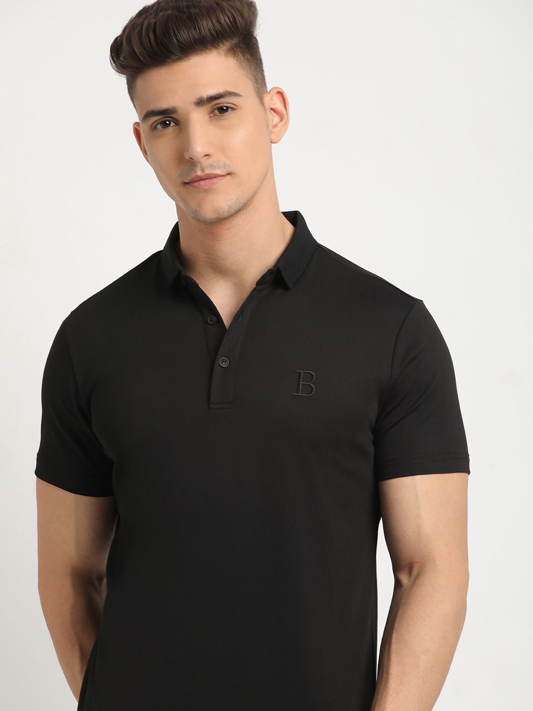 THE BEAR HOUSE Polo Collar Short Sleeves Slim Fit T-shirt