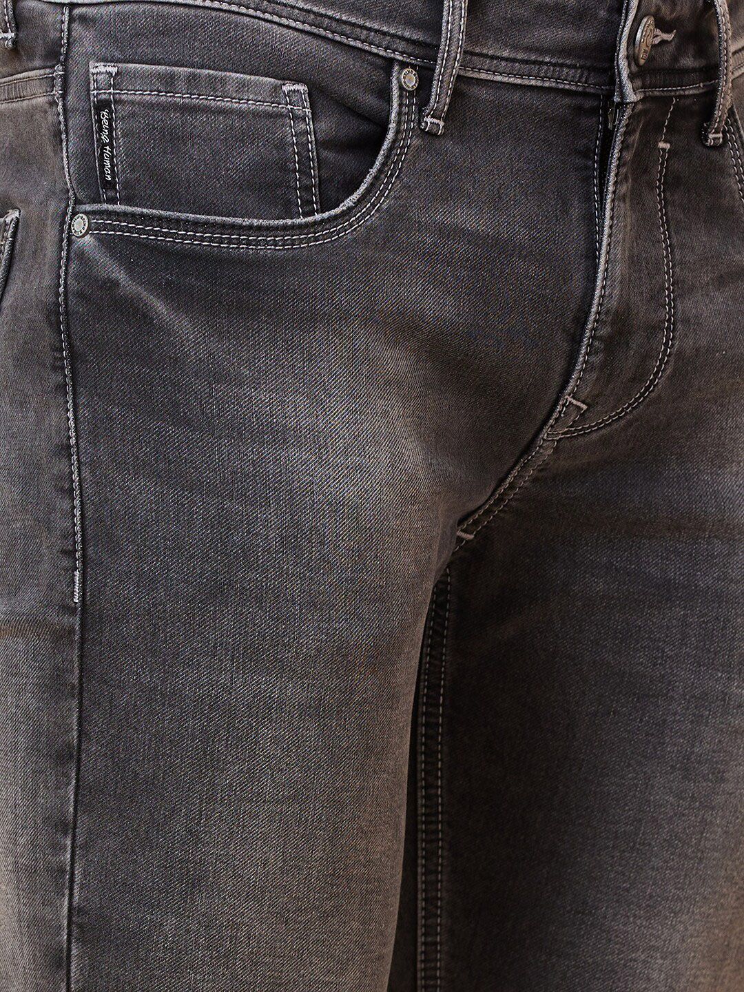 Being Human Men Skinny Fit Low Distress Heavy Fade Jeans