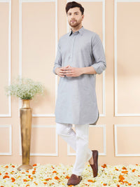 See Designs Shirt Collar Long Sleeves Pure Cotton Pathani Kurta With Pyjamas