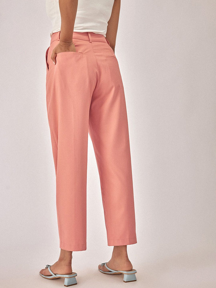 The Label Life Women Tapered Fit High-Rise Pleated Trousers