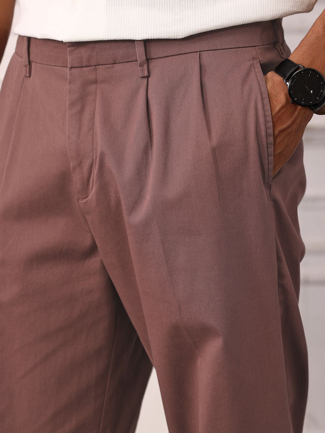 Mr Bowerbird Men Mid-Rise Pleated Oversized Fit Korean Trousers