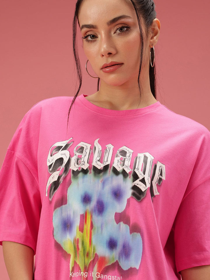 DressBerry Relaxed Fit Graphic Printed Pure Cotton T-shirt